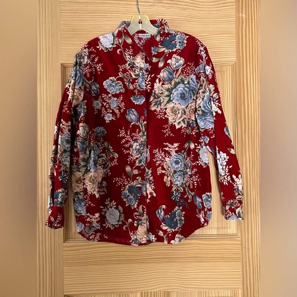 Cabin Creek Red Floral Button-Down Shirt